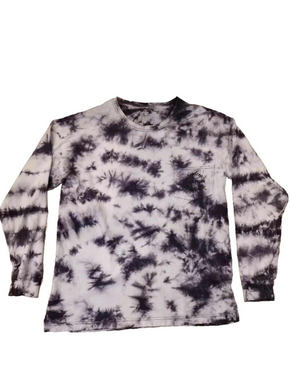 Y2K VTG VICTORIA'S SECRET PINK CAMPUS LONG SLEEVE TEE TOP TIE DYE SIZE SMALL